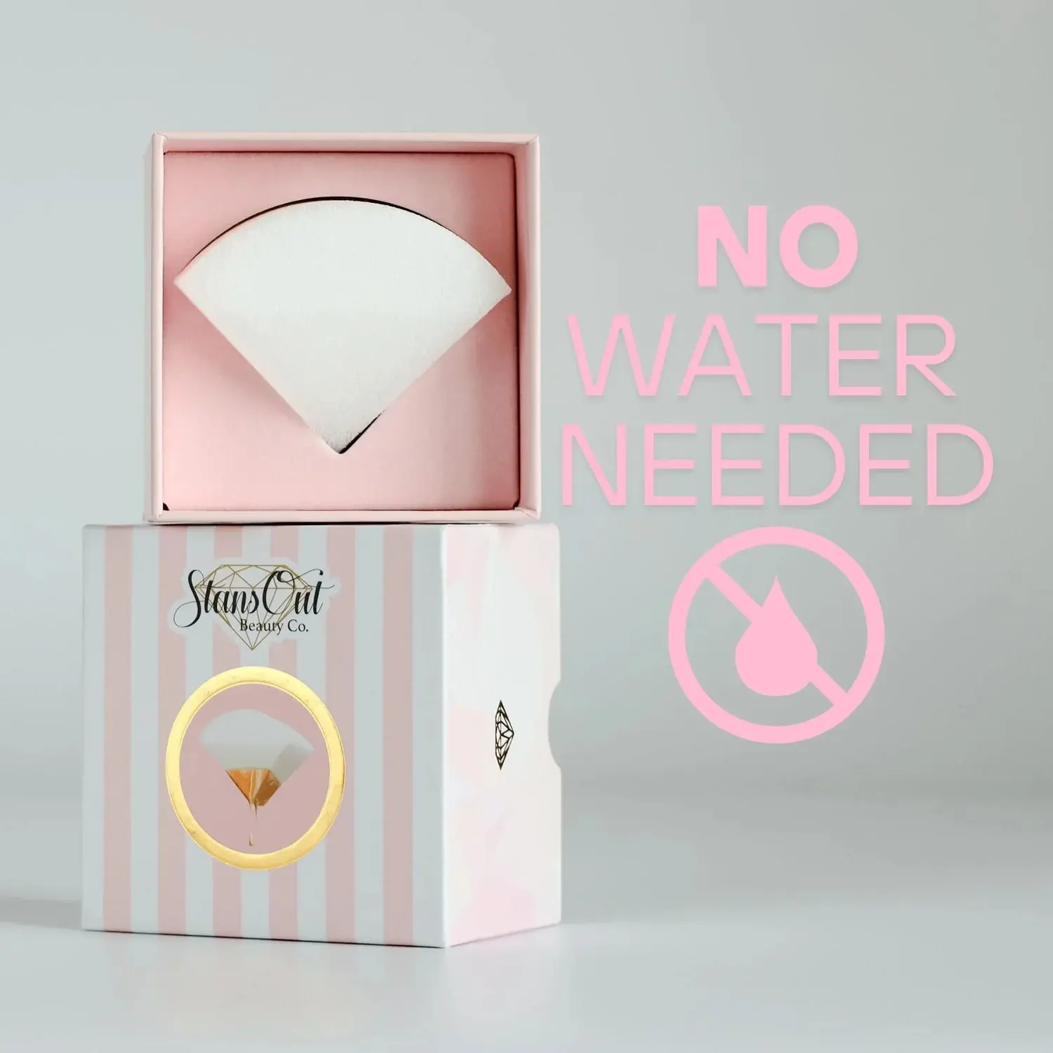 StansOut Beauty Sponge No-Water Soft Makeup Blender Flawless Coverage Thermoreactive Tech Absorbs Less Product Travel Friendly Hygienic Reusable