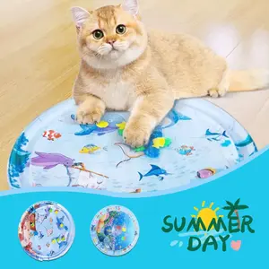 Summer Cooling Pet Water Bed Cushion Ice Pad for Cats & Dogs - Fish Design, Inflatable, Cool & Comfortable, 65cm/100cm Sizes, PVC Material
