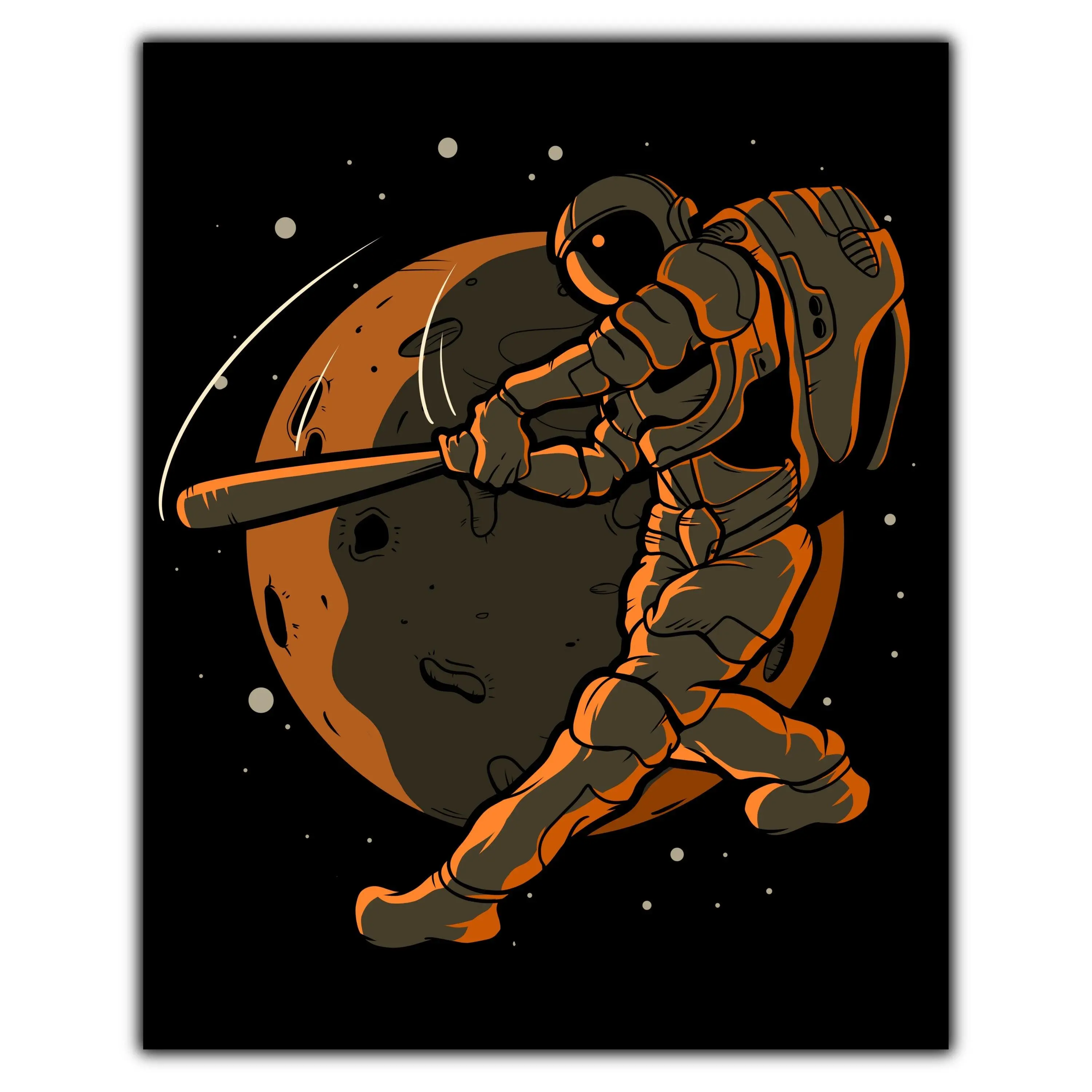 Baseball Batter Astronaut Outer Space Spaceman 8"x10" Wall Art Print