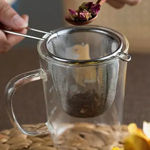 Stainless Steel Tea Filter Strainer, Home Use Single Ear Filtering Net, Hanging Tea Pot Accessory, Durable Teapot Infuser