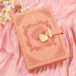 B6 Floral Locking Diary with Heart Clasp, 360 Page Vintage Journal with Gilded Edges for Girls
