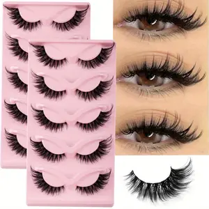 10Pairs/2Pack Cat Eye Lashes Faux Mink D Curl Eyelashes Natural long Manga Lashes Winged End Eye Elongated Eyelashes Fake Lashes Makeup