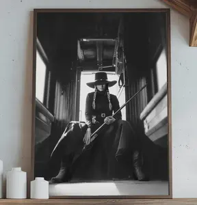Cowgirl Outlaw Train Print: Vintage Western Wall Art, Farmhouse Decor, Poster Unframed