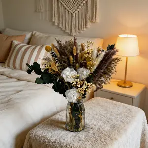 Natural Boho Dried Flower Arrangement with Vase, Pampas Grass for Organic Home Decor US