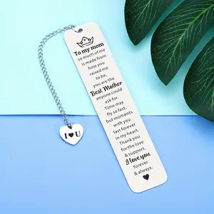 Stainless Steel Bookmark, 1 Count Letter Pattern Bookmark with Heart Shaped Decorative Pendant, Book Accessories