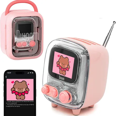 Divoom Tiivoo-2 Multifunctional Portable Bluetooth Speaker - Vintage Retro TV Design, WiFi, FM Radio, White Noise, Button Control, Battery-Powered, 4hrs Playtime, Desk-Bed Use, Cool Gadgets Unique Cool Gifts for Women Adults techvibes