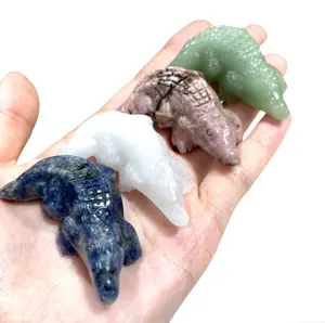 IG Crystal 5 Counts Different Material Crocodile Crystal Lavakite Red Obsidian Fire Quartz Strawberry Quartz Opalite Green Aventurine Healing Stone Home Decoration