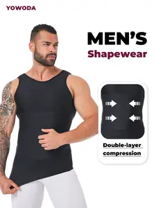 【YOWODA】 Men's Soft Shapewear Vest -Double Layer Slimming Sleeveles Tanktop for Menboobs, Crew Neck&High Breathable Elastic Gymclothing Tanktop, Daily Wear & All Occasions,Lightweight Mid-Abs Muscle,Menswear body,tiktok shop deals,boy vest