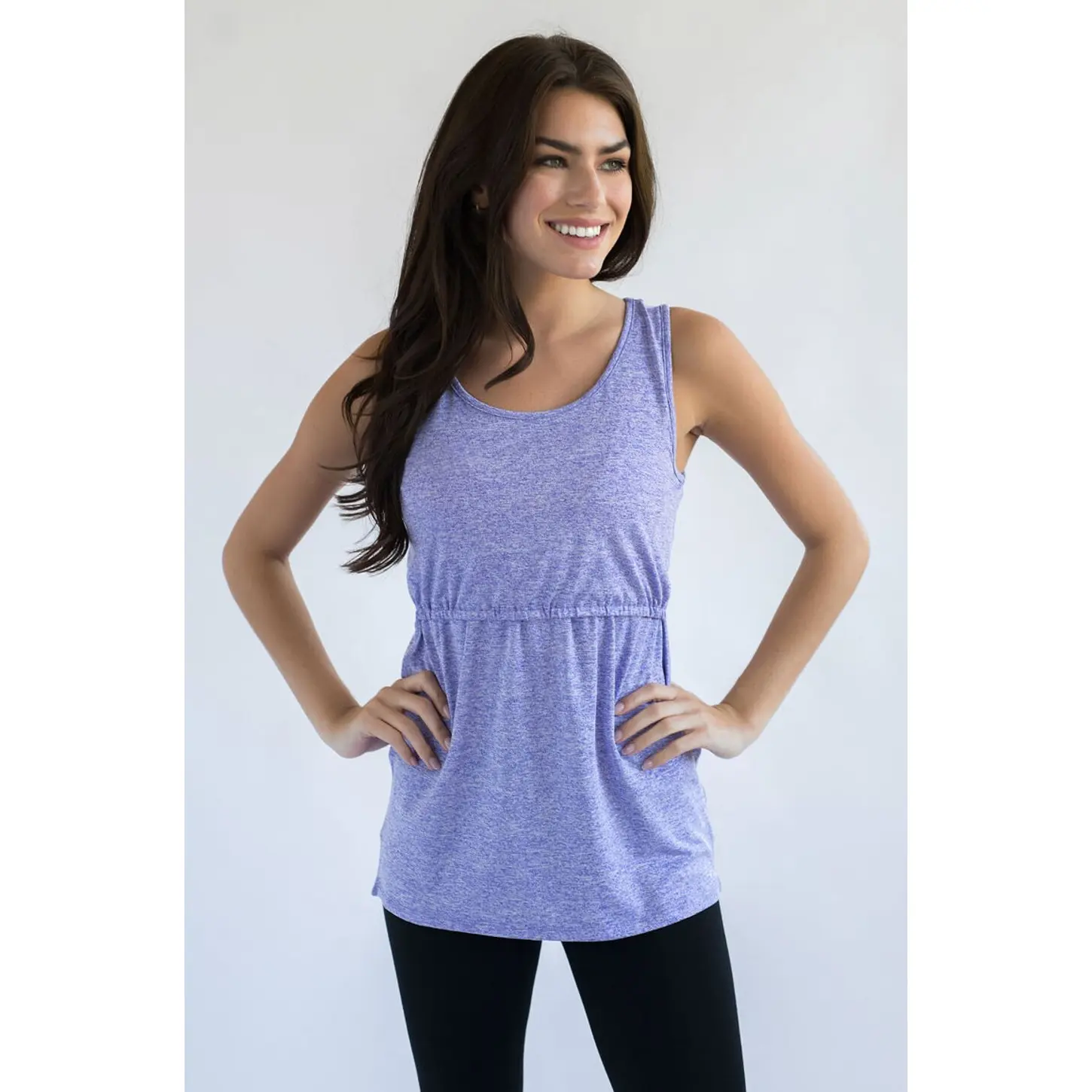 Nursing Workout Tank Top- Purple 2.0 - Sleeveless Scoop Neck Summer Top with Fast-Drying Moisture-Wicking Fabric for Easy Breastfeeding