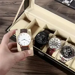 Luxury watch box, dirt-resistant and easy to clean, transparent top cover for display, flannel lining, dustproof and durable. Suitable for storing watches, jewelry and ornaments.