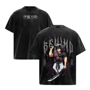 Menswear Toji Fushiguro Jujutsu Kaisen Short-Sleeve Round Neck Soft Classic Washed Graphic Oversized Vintage Anime Streetwear Tee, Heavenly Restriction Assassin JJK Fan Gift, Dark Aesthetic I Don't Need Curses to Kill Casual Retro Grunge Top, Size S
