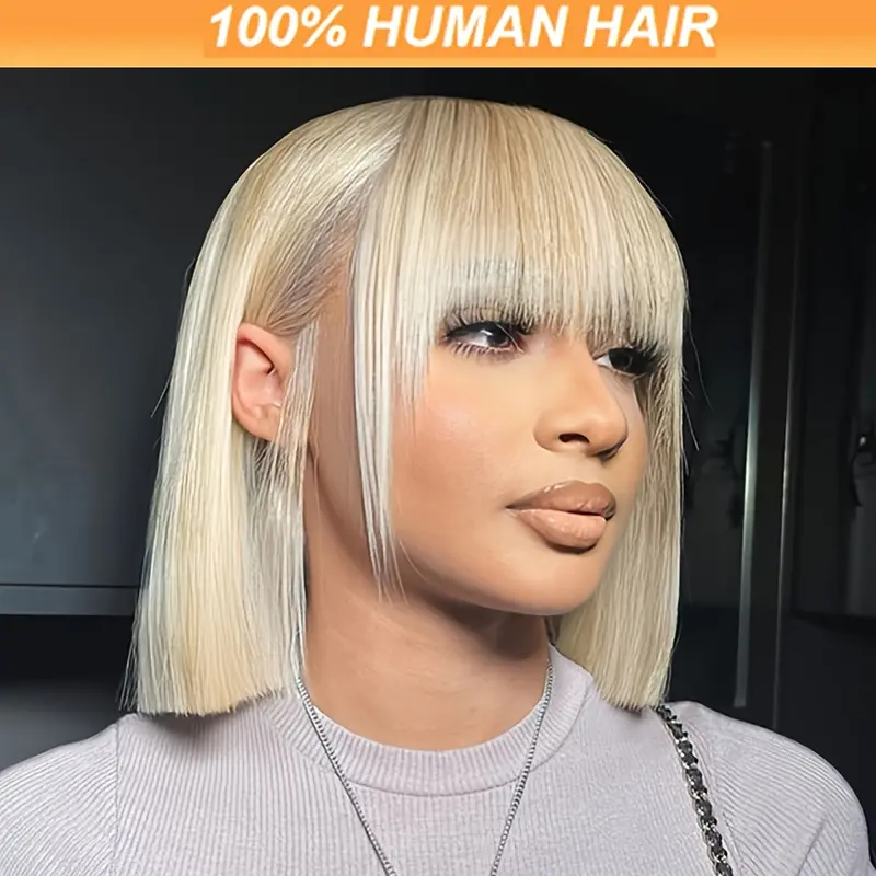 NEW Short Light  Blonde Stylish Flip Up Wig Blonde bob flip over wig - TikTok Shop main image 4