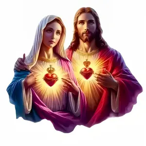 Glorious Hope Light Jesus and Mary Ethylene Based Stickers - Cartoon Religious Theme, Self Adhesive, Shiny Surface, Suitable for Plastic/Wood/Glass/Metal/Surface