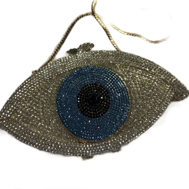 The Eye Clutch Bag - Unique Design with Blue and Black Beads, Ideal for All Seasons