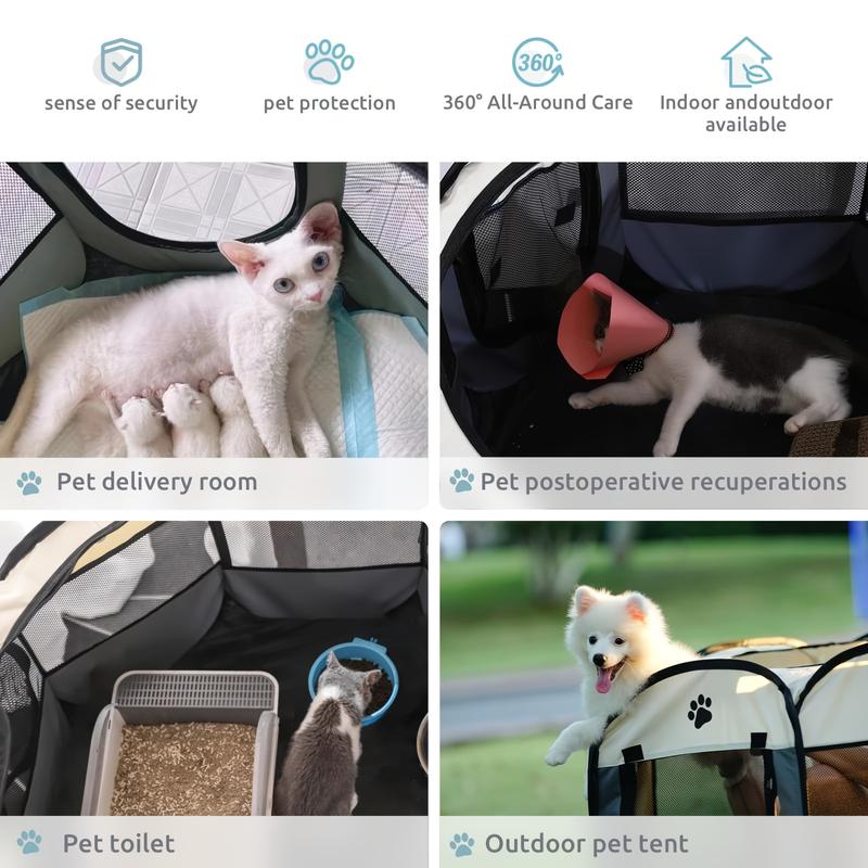 Large Indoor/Outdoor Portable Cat and Dog Puppy Cage, Easy To Store and Travel. Octagonal Pet Enclosure Pet Tent Oxford Scratch-Resistant Foldable Dog Crate Cat Whelping Dog Bed Cat Bed, Suitable for Travel and Camping Use