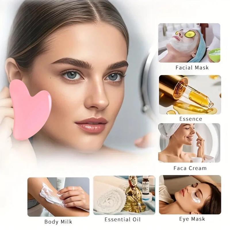 Scraping facial tool - Scraping tool - Especially suitable for facial skin care, relieving physical tension, reducing swelling, and for special occasions (pink color)