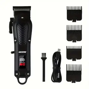 WEEME Professional Men's Digital Display Electric Hair Clipper, Cordless Barber Clipper, USB Rechargeable, 4 Guide Combs, Salon Clippers, For Salon & Home Use, Rechargeable Lithium Battery, Ideal Gift For Men
