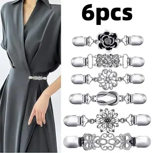 6 Pieces Vintage Cinch Clips for Women Clothing Sweater Dress Clips Cardigan Shawl Brooches Waist Cincher Decors, Shirt Dress Cardigan Clip, Waist Clip