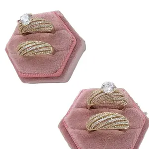 LaYaiBoutique #1218 Anillos juego de Compromiso Oro Laminado 14k ALTA CALIDAD