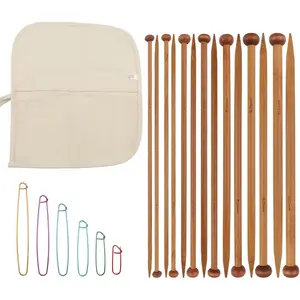 7 Pairs  Knitting  Set with Stitch Holders & Bag, 4mm to 10mm  Wooden Single Point Straight  for Yarn Craft for Knitters