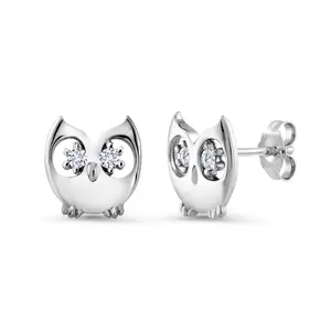 925 Sterling Silver Owl Stud Earrings for Women, Hypoallergenic Small Cute Animal Studs with AAA Cubic Zirconia, Minimalist Jewelry Birthday Gift