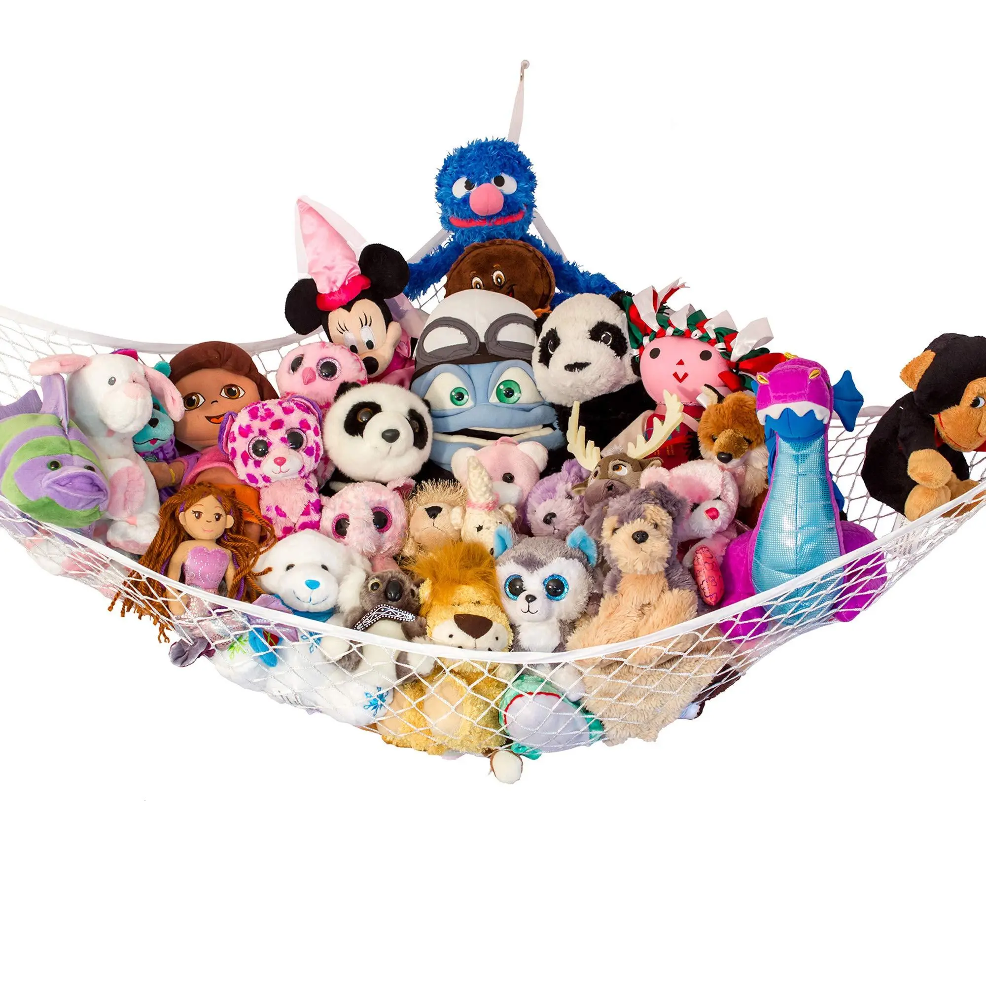 Hangable Stuffed Animal Net Hammock, 1 Count Pastel Storage Hammock for Plush Toys, Corner Hanging Decorative Organizer for Dolls Collection, Easy To Hang with Anchors & Hooks, Organizing