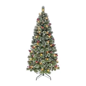 Puleo 6.5' Pre-lit Snowy Valley Pine Tree