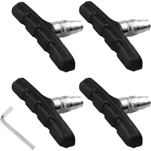 4 PCS Professional Bike Brake Pads, Premium Bicycle Brake Pads, Bike V Brake Blocks for City Bike and Road Bike, Mountain Bike Brake Pads with Allen Wrench and Plastic Box