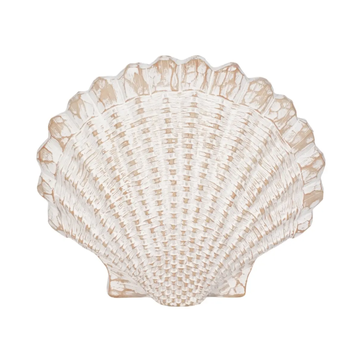 Sagebrook Home 16883-01 8 in. White Resin Woven Sea Scallop Shell Figurine - Decorative Resin Figures, Home Supplies, Room Decor Gift