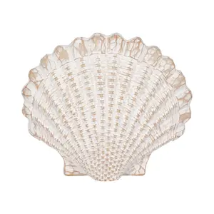 Sagebrook Home 16883-01 8 in. Sea Scallop Shell Woven Pattern Figurine - White