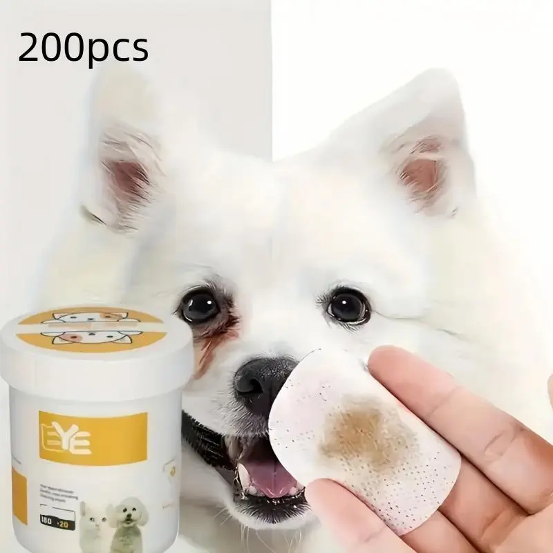 Pet Eye Care Wipes, 200pcs/set Pet Eye Cleaning Wipes, Gentle Pet Eye Cleaning Pads, Eye Care Product for Dogs & Cats, Grooming Products, Dog & Cat Grooming Supplies