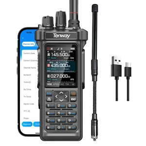 Tenway TP-900 PRO Ham Radio 10W Rechargeable Walkie Talkie Long Range Handheld Two Way Radio, GPS/APRS, Wireless Bluetooth Programming, AM/FM/CB/SW/MW/LW Receive, Audio, MonitorP