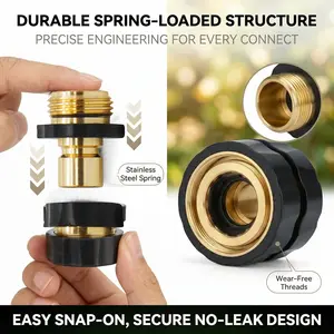 4 PCS3/4 Inch Garden Hose Fitting Quick Connector Male and Female Set with Extra Rubber Washers , Male & Female quick release design, easy install universal quick connect fittings, heavy duty watertight hose couplers for backyard irrigation