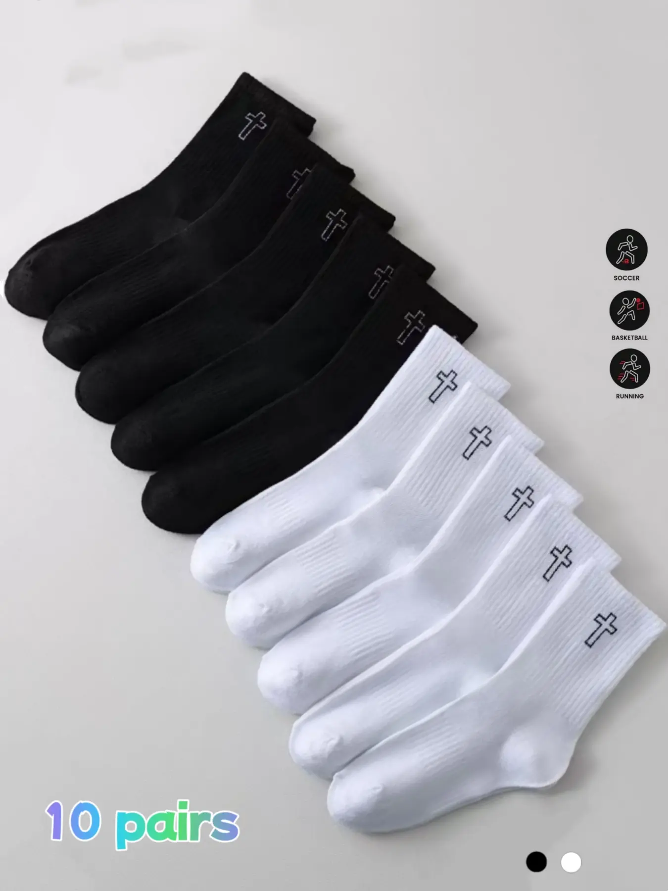 10 pairs of men's crew socks, soft, stretchy, comfortable and breathable knitted socks, suitable for daily home leisure and sports; simple and comfortable crew socks, Breathable Fabric Socks Sock Set Foot Daily Wear Socks