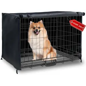 Dog Crate Cover 24in Waterproof Pet Kennel Cover for Outdoor/Indoor Protection, Durable Windproof Crate Cover Universal Fit for Wire Dog Crate (24''L*18''W*19''H-Black)