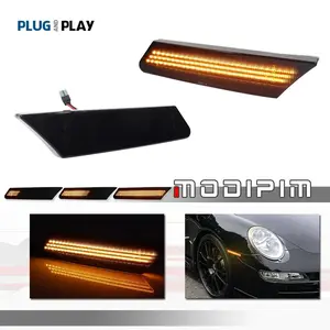 2pcs Sequential Smoked LED Side Marker lamps Lights For Porsche 911 997 987 Cayman Boxster,Replace OEM 99763103702, 99763103802