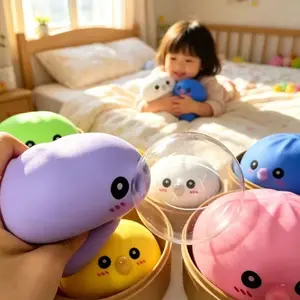 Bubble Blowing Cute Baozi Face Stress Relief Toy, Relaxing Fidget Toy for Kids and Adults, Party Gift, Reward for Students and Family