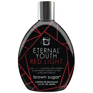 Brown Sugar Eternal Youth Tanning Lotion, 2-in-1 Color Fuse Red Light & Ultra Skin Firming Advanced Tanning Lotion with Peptides, Hyaluronic Acid, Green Tea & Aloe, 13.5 Fl Oz