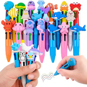 25 count Under the Sea Colorful Multicolor Pen in  Cute Fun 4-in-1 Cute Pens Bulk Kawaii Dolphins, Sea Lions, Whales, Seals, Sea Turtles, Sea Fish, Corals Shapes Cool Ballpoint Pens for Fun Gifts