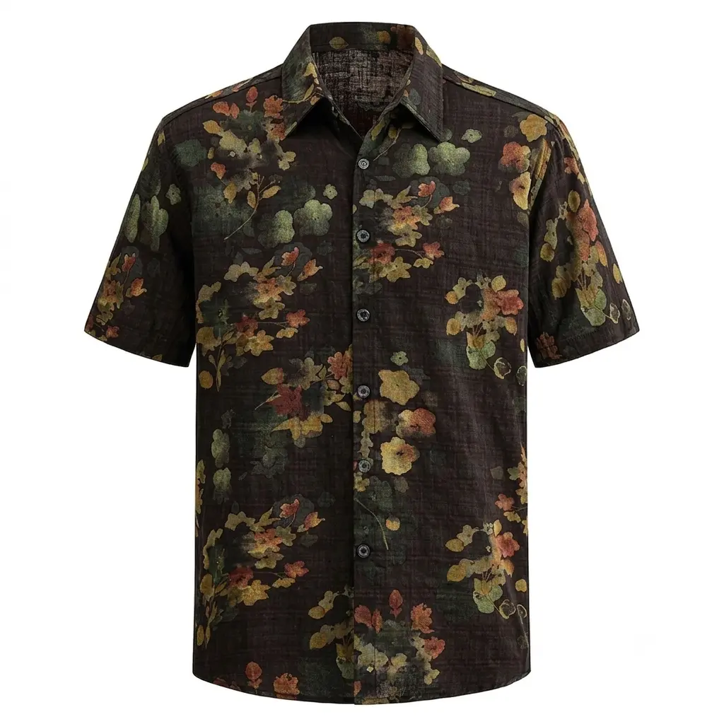 Vintage Rose Floral Hawaiian Button-Up Shirt