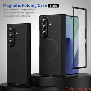 sensitive magnetic phone case, Protector, suitable for Samsung Galaxy Z Fold 7/6/5/4/3 with tempered glass film zfold 7 supporting wireless charging zfold 6 protecting hinges zfold 5 anti slip zfold 4 shell film integrated zfold 3 anti drop folding phone