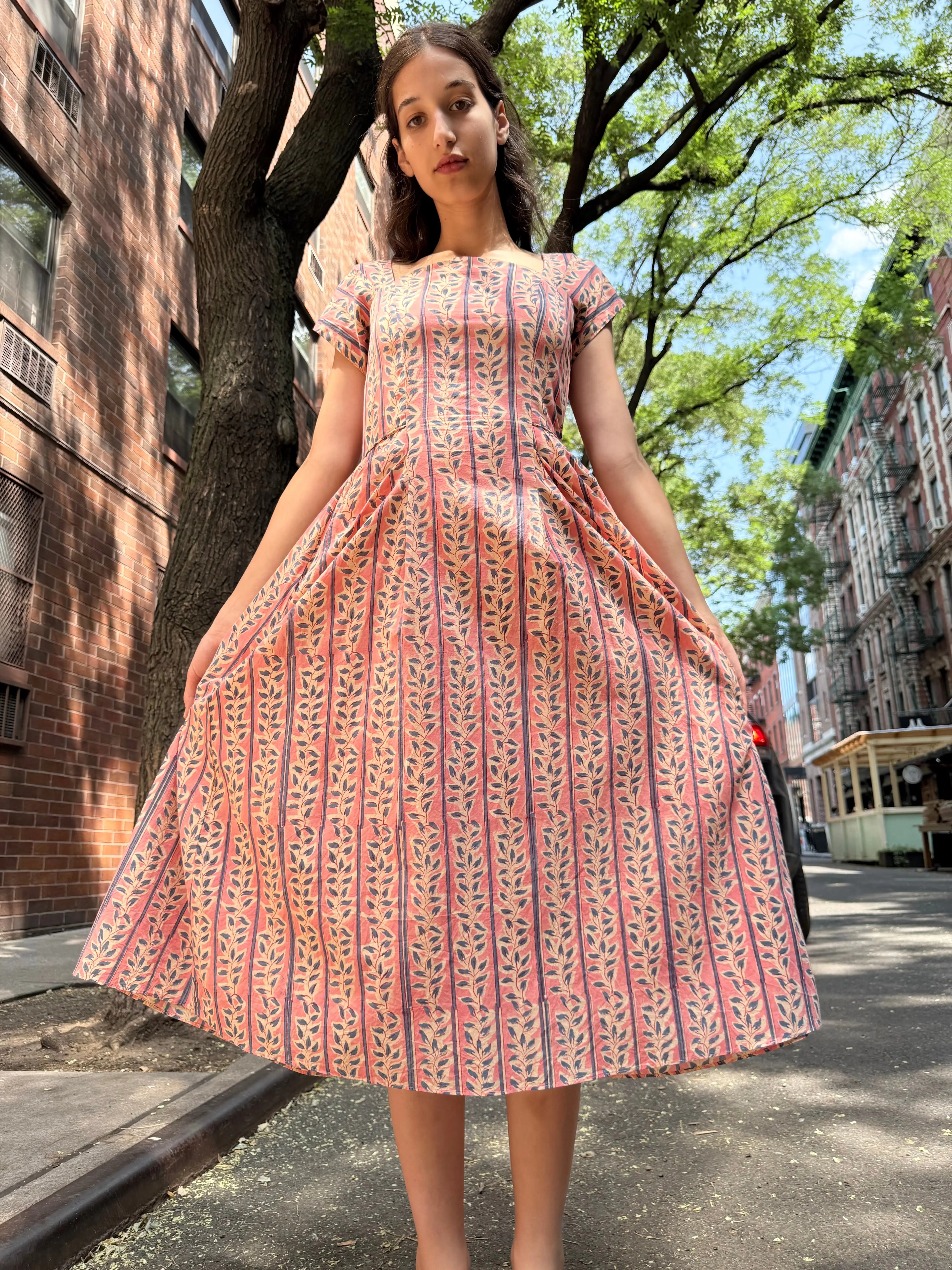 Lillian Dress in Pink Vines