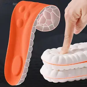 1 Pair 4D Sports Shoe Insoles, Soft High Elastic Arch Support Insoles, Breathable Deodorant Shock Absorption Cushion Inserts for Running Training Daily Casual Wear