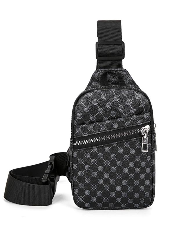 Men's Casual Solid Color Zipper Belt Bag, Fashionable Lightweight Chest Bag for Daily Commuting, Portable Sling Bag for Men, Zipper Fanny Pack