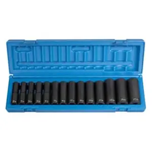 212 MAIN 14-Piece 1/2" Drive Chrome-Mo Steel Impact Socket Set, Deep Metric Grey Pneumatic GY1412MD with High Torque for Cycling & Outdoor Recreation, Drive Socket Set