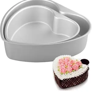 Heart Shaped Cake Pans Set 2 Pack 10 & 8 Inch Aluminum Nonstick Baking Mold Heat Resistant for Wedding Birthday Party Valentine's Day