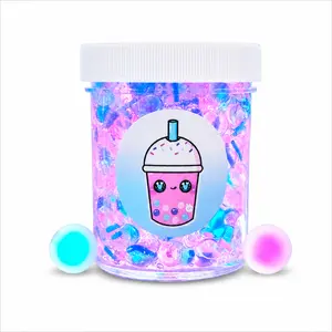 Cotton Candy Popping Boba Handmade Clear Slime – Crunchy Fishbowl Texture with Extra Boba Beads, Light Cotton Candy Scent, Sensory Play for Ages 8+ – Hoshimi Slimes