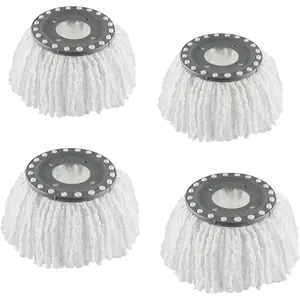 4  Replacement Mop Heads Refills, Compatible for Hurricane Spin Magic Mop , fits 6.3'' Standard Replacement Round Spin Mop Heads Microfiber, Inner Hole 2.5'' Only - Machine Washable, White