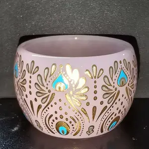 Pink & Gold Peacock Eye Glow-in-the-Dark Artisan Porcelain Tea Cup