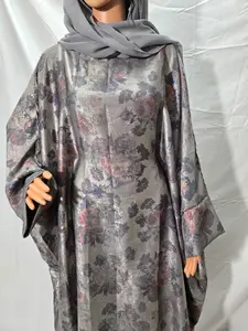 Nadia Abaya Flower - Elegant Floral Design Abaya with Rich and Detailed Flower Embellishments in Rich Blue Maroon Green and Silver for All Seasons